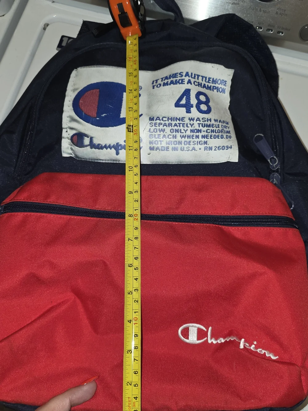Champion Navy and Red Canvas Backpack